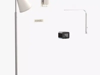 clock table   floor lamp and electric socket 3D model