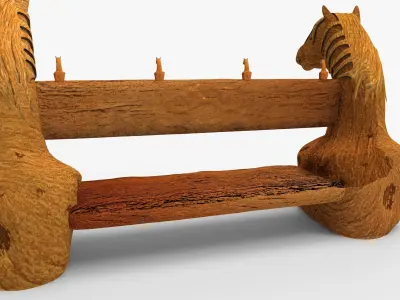Horse headed style bench design Low-poly 3D model