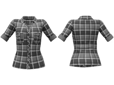 Checkered Shirt Denims Handbag Casual Outfit Low-poly 3D model