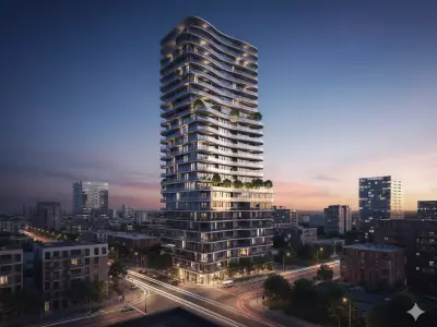 Luxury Curved Residential Tower  Modern Building 3D model