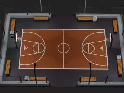 basketball court Low-poly 3D model