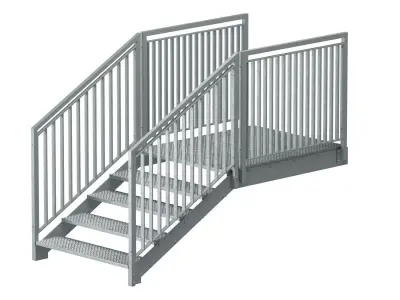 Section of metal stairs 04 3D model