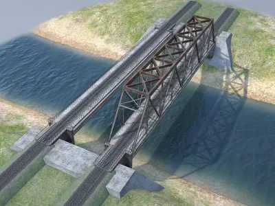 RW Bridge Vologda-II Low-poly 3D model