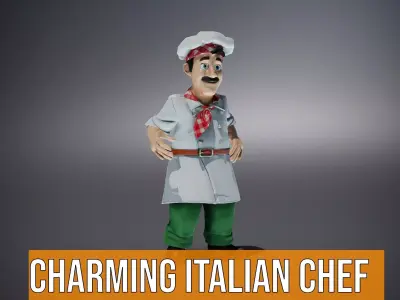 Charming Italian Chef model pack Low-poly 3D model