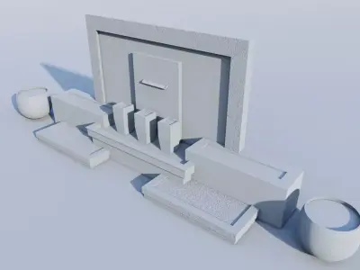 Contemporary Garden Landscape Water Fountain Kit Low-poly 3D model