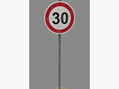 Road Sign 09 - Speed Limit - 30 Low-poly 3D model