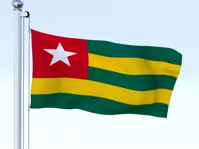 Animated Togo Flag Low-poly 3D model