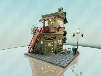 cute cafe modeling 3D model