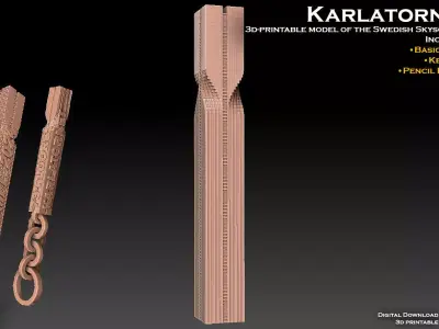 Karlatornet Model Keychain And Pencil Holder Merchandise 3D print model