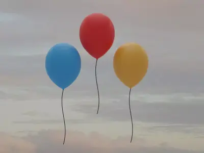 Red blue yellow balloon Free low-poly 3D model