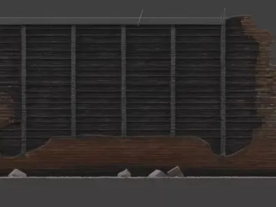 Urban Destroyed Wall 3D Model Low-poly 3D model purchase