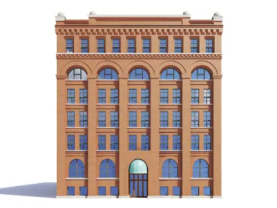 Brick Building 3D Model 3D model