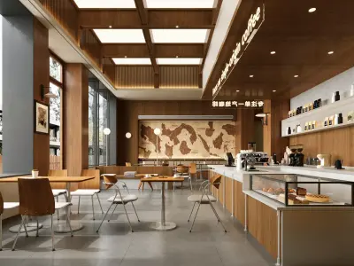 coffee shop 3D model 7