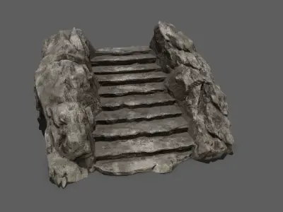 Stairs rock Low-poly 3D model shop