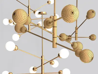 SALME gold chandelier with balls hanging from it 3D model