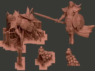 Adalid statue of woman holding sword 3D print model