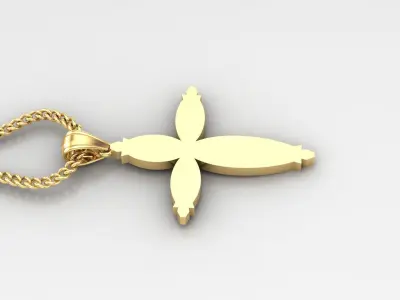 Light Gold 18K Cross Pendant 1CP093 3D print model