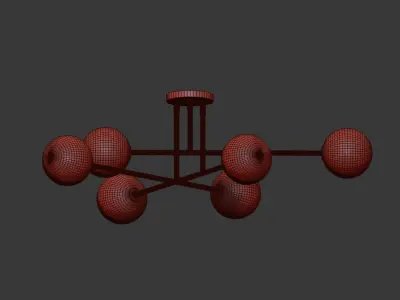 Aksel 6 Light Brass Chandelier 3D model