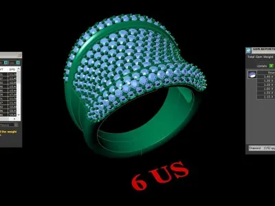 Light Gold Diamond Men Ring 2MR008 3D model
