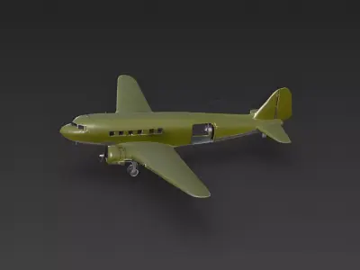 WWII Military Transport Aircraft -C-47 Skytrain- 3D Model Low-poly 3D model