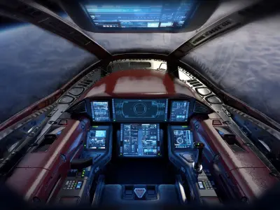 Sci Fi Light Fighter Cockpit Low-poly 3D model