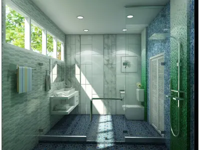 bathroom 6 design with tiles 3D model
