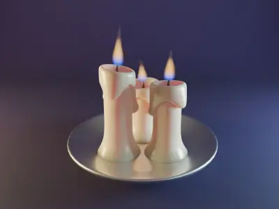White wax candle Low-poly 3D model