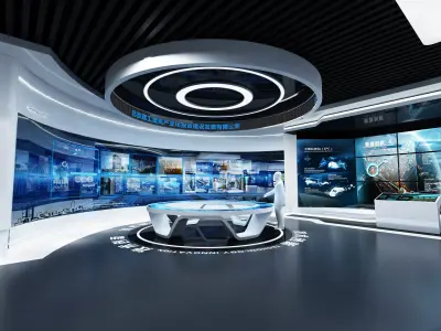Futuristic Exhibition Interior Sci Fi Hall Low-poly 3D model order