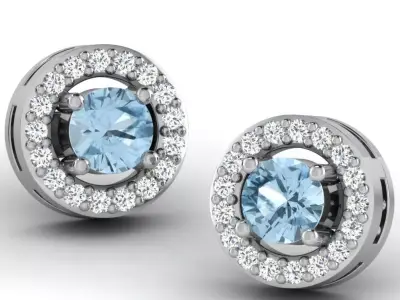 Gold Diamond Women Earring 3D print Model 3D print model 182