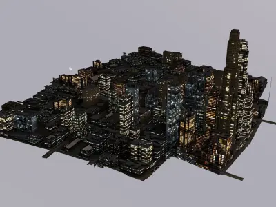 LOWPOLY NIGHT CITY Low-poly 3D model