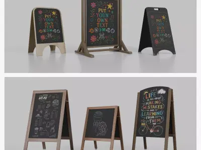 Customizable Compact and Versatile Chalkboard Signs 3D Model Pack