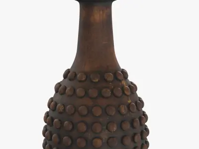 Terracotta Base Raffia Shade Table Lamp 3D model