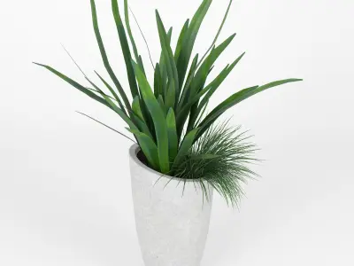 Slant Light Grey Tall Planter grass 3D model