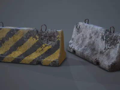 Roadblock Low Poly Prop With Lod Low-poly 3D model