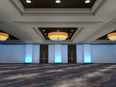 Ballroom 1 floor with lights 3D model