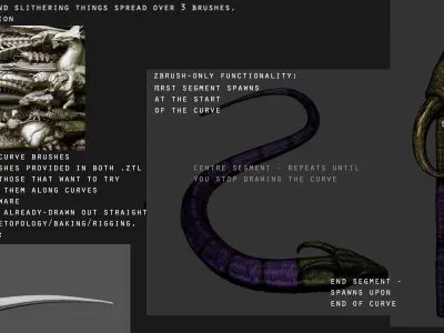 CRAWLERS - 33 Creeping Beasts Curve Brush and OBJs 3D model