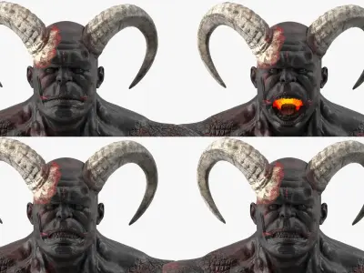  Infernal Muscular Demon Humanoid Dark Rigged 