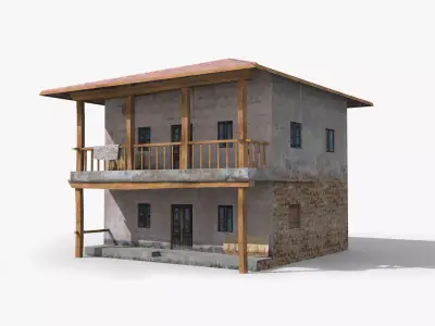 Slum e wooden house Low-poly 3D model