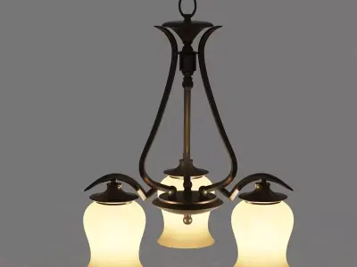 Light Bronze Chandelier 3D model