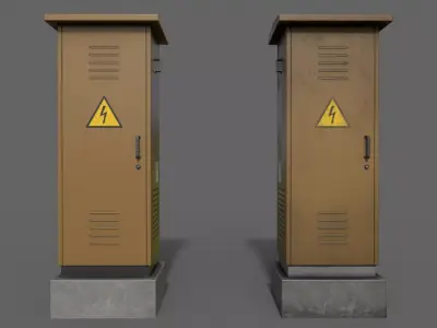 PBR Electric Box Brown V2 Low-poly 3D model