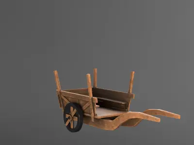 Stylized 3D Game Cart Low-poly 3D model