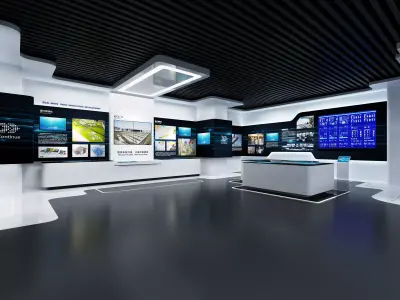 Futuristic Exhibition Interior Sci Fi Hall Low-poly 3D model order