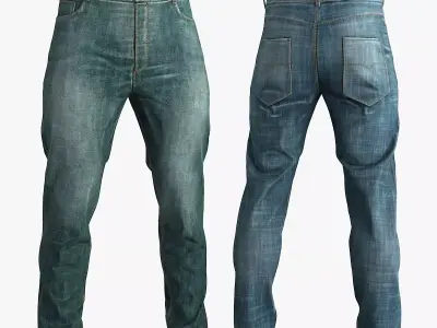 Male Jeans 2 Colors Low-poly 3D model