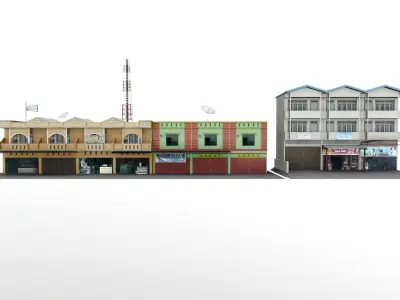 Store Shop Trade Building indonesian Low-poly 3D model