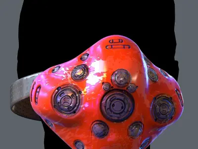 Gas mask helmet 3d model scifi Low-poly  Low-poly 3D model