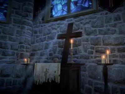 Church Interior Props Low-poly 3D model