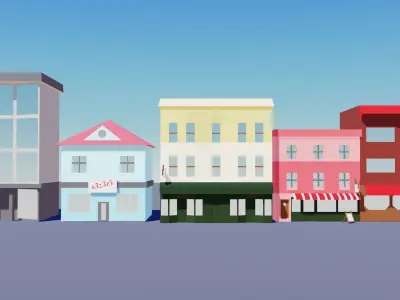 Low poly building pack Low-poly 3D model