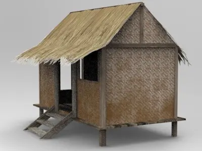 Indonesian Traditional House Low-poly 3D model