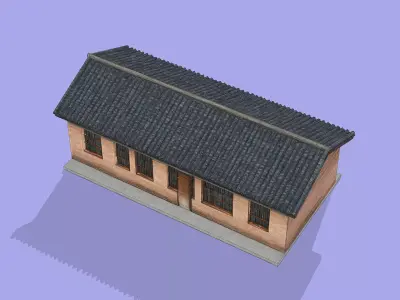 Self-built rural house Low-poly 3D model