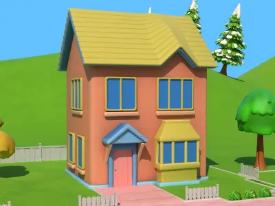 Cartoon House Pack Low-poly 3D model
